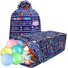 2 Pcs 80 x 60 in Jumbo Birthdays Gift Bags for Giant Present Extra Large Plas...