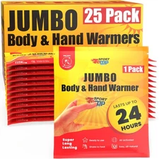 Jumbo Hand & Body Warmers (25 Count) - Up to 24 Hours of Heat, Super Long Las...