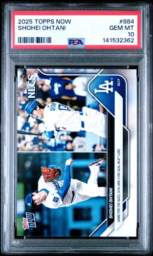 2025 Topps Now Shohei Ohtani #884 PSA 10 "Game for the Ages: 3 HRs 10Ks in NLCS"