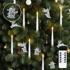 12pcs Flameless Taper Candles Battery Operated with Timer & Remote, 0.5" x6" ...