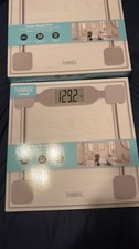 Thinner by Conair Digital Glass Bathroom Scale   400 lb Capacity, Silver, NEW