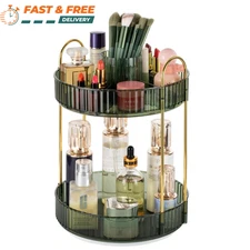 360 Rotating Makeup Organizer 2 Tier Bathroom Organizer Ideal Cosmetic Storage