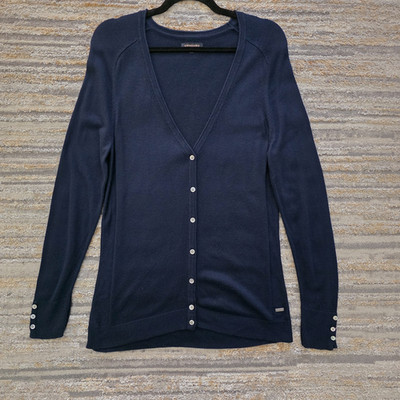 Cavallaro Napoli Damen Gr. M V-Ausschnitt Strickjacke Susana Navy Blau Langarm