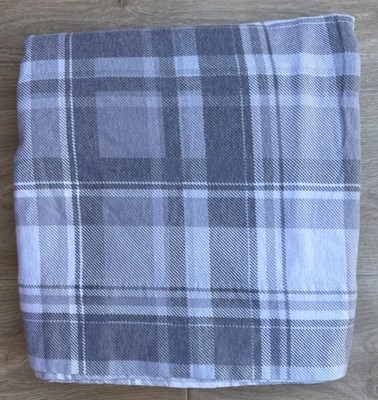 Gray Plaid Flannel Queen Flat Sheet Pakistan Cozy Ienjoy Home Bedding NWOT