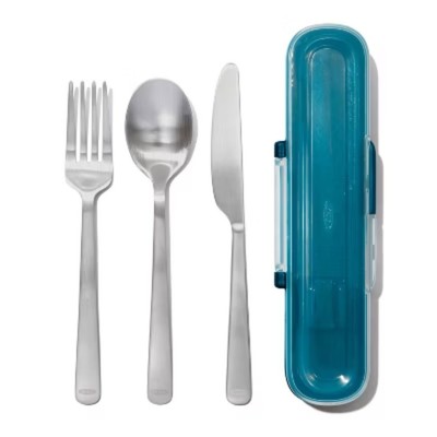 OXO Travel Utensil Set with Case, Stainless Steel 