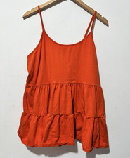 George Women’s Orange Solid Spaghetti Strap Tiered Peplum Cami Tank Top 20