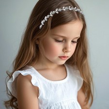Silver Flower Girls Headpiece for Wedding,Crystal Princess Headbands for Girl...