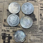 3 Morgan Silver Dollar Lot 1 Peace Dollar 1 Walking Liberty Half Dollar ￼