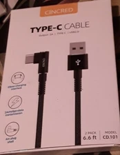 USB Type C Cable 2A Fast Charging (2 Pack 6.6ft) Works with Samsung, Google, etc