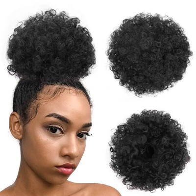 Moño de pelo con extensión de cola de caballo con cordón estilo afro