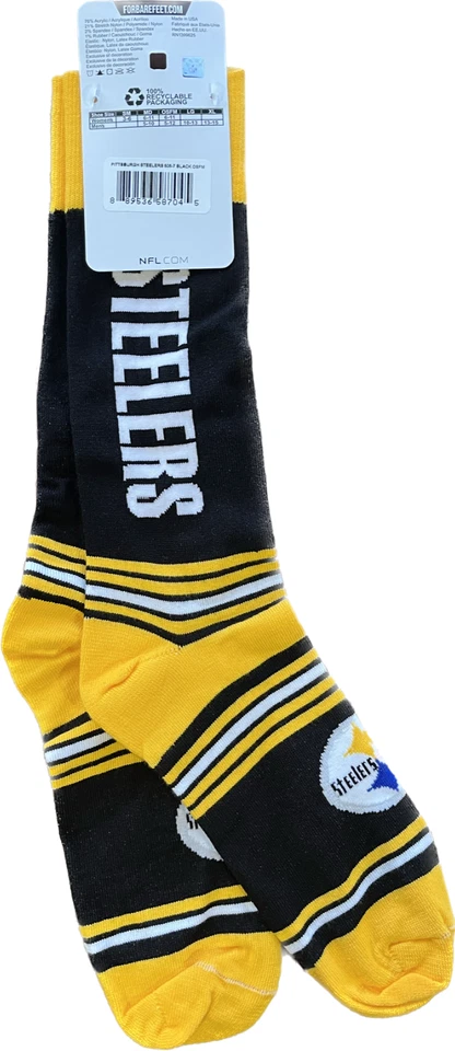 Pittsburgh Steelers NFL Go Team Crew Calcetines Equipo Colores Talla Única Se Ajusta a la mayoría de los Negros Foto 2 de 2