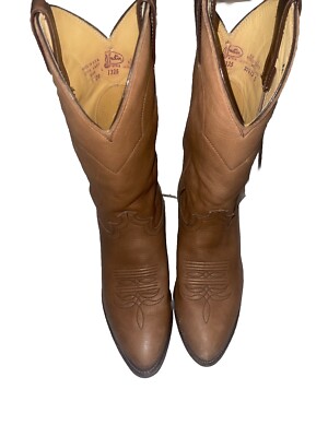 Justin Style 1325 Tan Leather Cowboy Boots Size 9B for sale  display picture 2