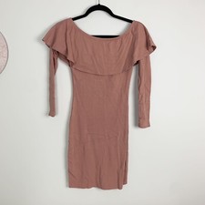 Modern Vintage Boutique Size Small Rust Bodycon Long Sleeve Dress