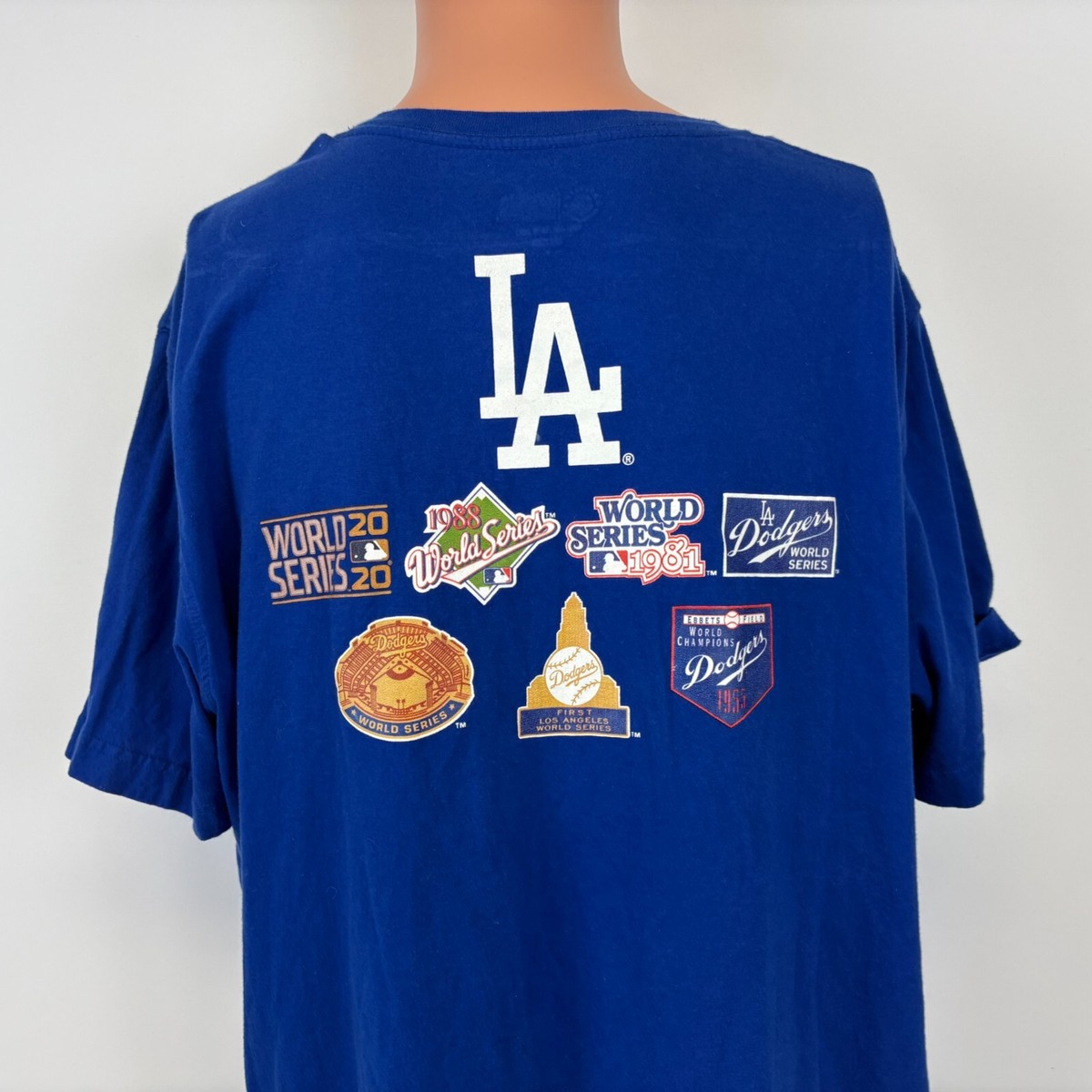 LA Dodgers T Shirt Mens Size XL Blue 7 Time World Series Champions
