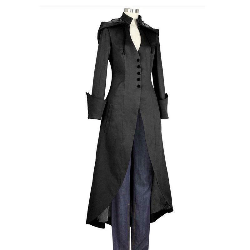 Women Punk Rave Steampunk Military Coat Jacket Long Gothic Uniform Cool Clothes - Image 3 of 4