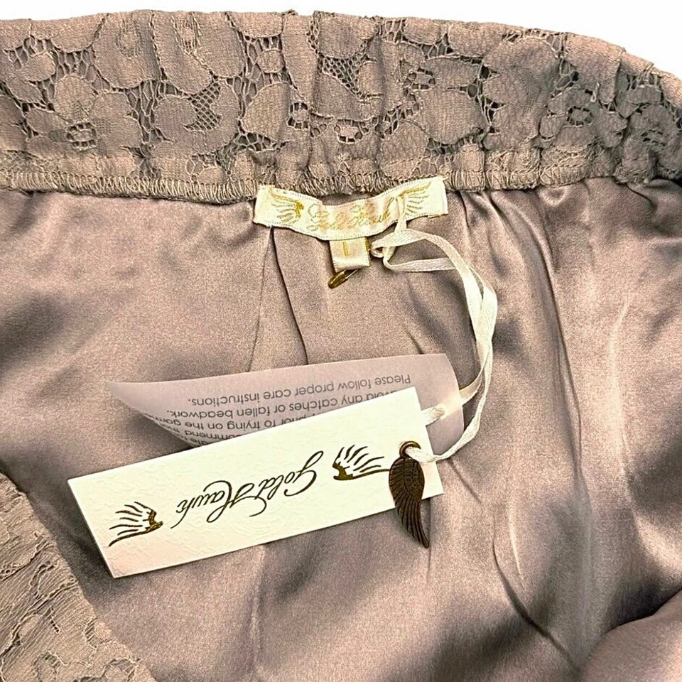 NUEVO CON ETIQUETAS Maxi Falda Halcón Dorado Talla L Tostado Floral Encaje Línea A A Abertura Lateral Hada Boho Años 90 Foto 4 de 4