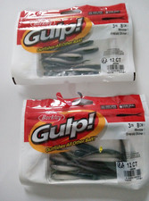 2 Packs Berkley Gulp Fishing Baits 3" Split Tail Minnow Emerald Shiner Color