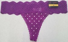 No Boundaries Women's Micro  Lace Thongs Purple Wish Dot Size 3XL 10  NEW