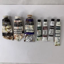 LOT OF 7 Permanent Pigments Artists Oil Color Paints 1.25 & 0.22 fl oz vintage