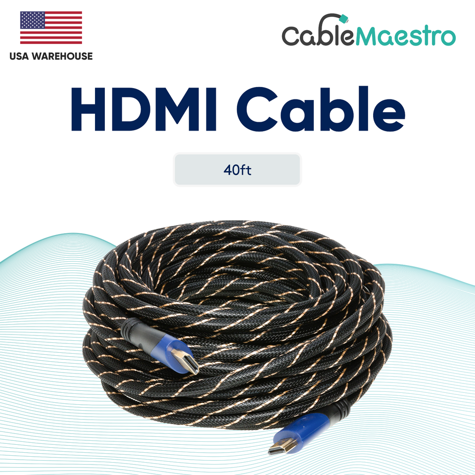 Câbles HDMI Haute Vitesse SatMaximum - 4K 60Hz, Gainage Mesh, Connecteurs Dorés - Longueurs De 1.5FT à 50FT
