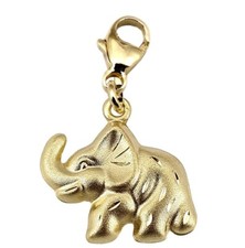 Hanging Charm Elephant Plastic 3D Matted 333 Gold Yellow Gold Unisex 8kt Kids