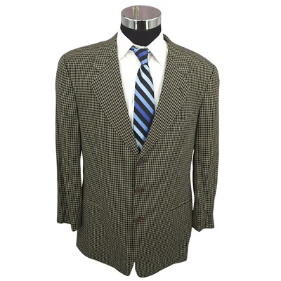 Mani Giorgio Armani Blazer Mens 42R Gray Black Pure Wool Sports Coat Jacket 3 B