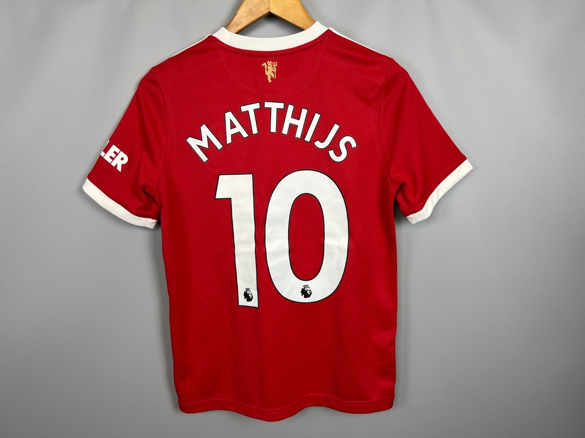 MANCHESTER UNITED 2021 2022 MATTHIJS HOME SHIRT FOOTBALL SOCCER
