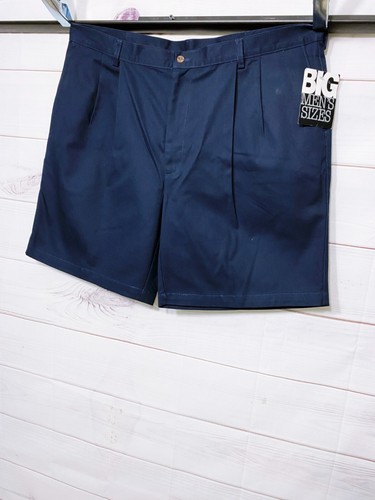 Farah Mens Shorts Size 44 Navy Blue Pleated Front Pockets 100% Cotton - Picture 3 of 10