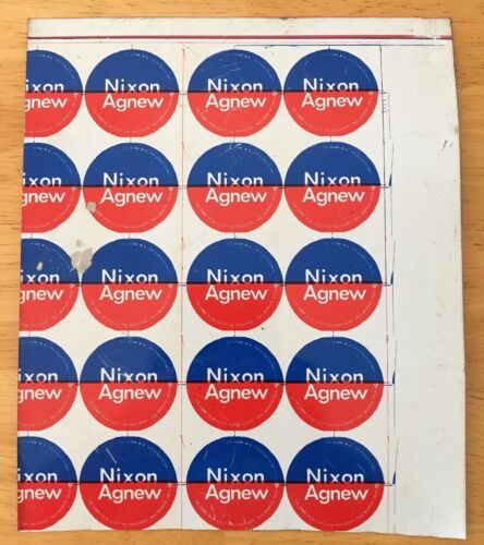 Vintage NIXON / AGNEW Political Pinback Button Lot Metal Sheet for Framing Craft - Picture 1 of 11
