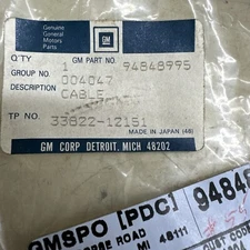 GM 94848995 Manual Transmission Selector Lever Cable 1989-90 Chevy Prizm NOS