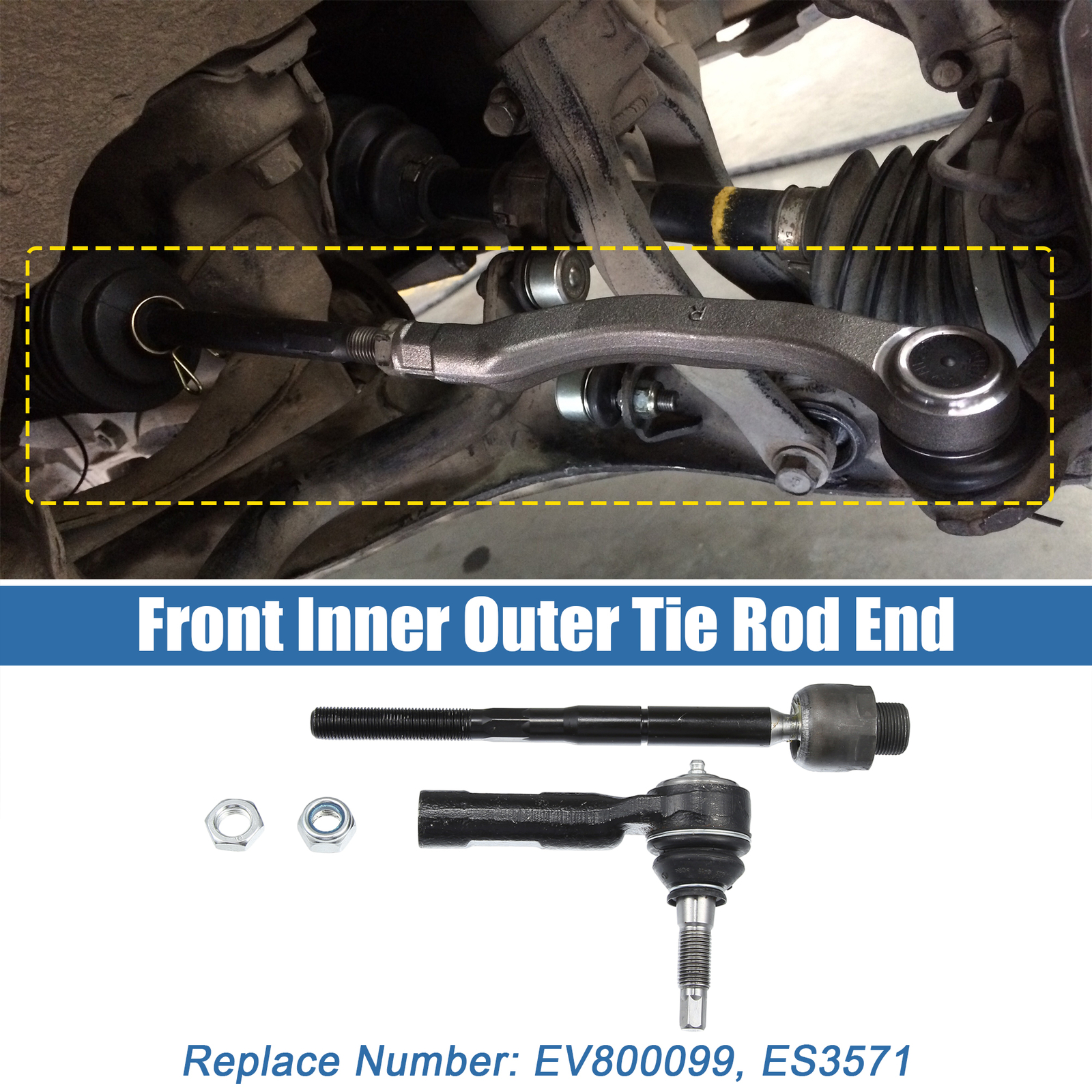 6 Pcs Front Inner Outer Tie Rod End Links for Dodge Dakota 20052010 No