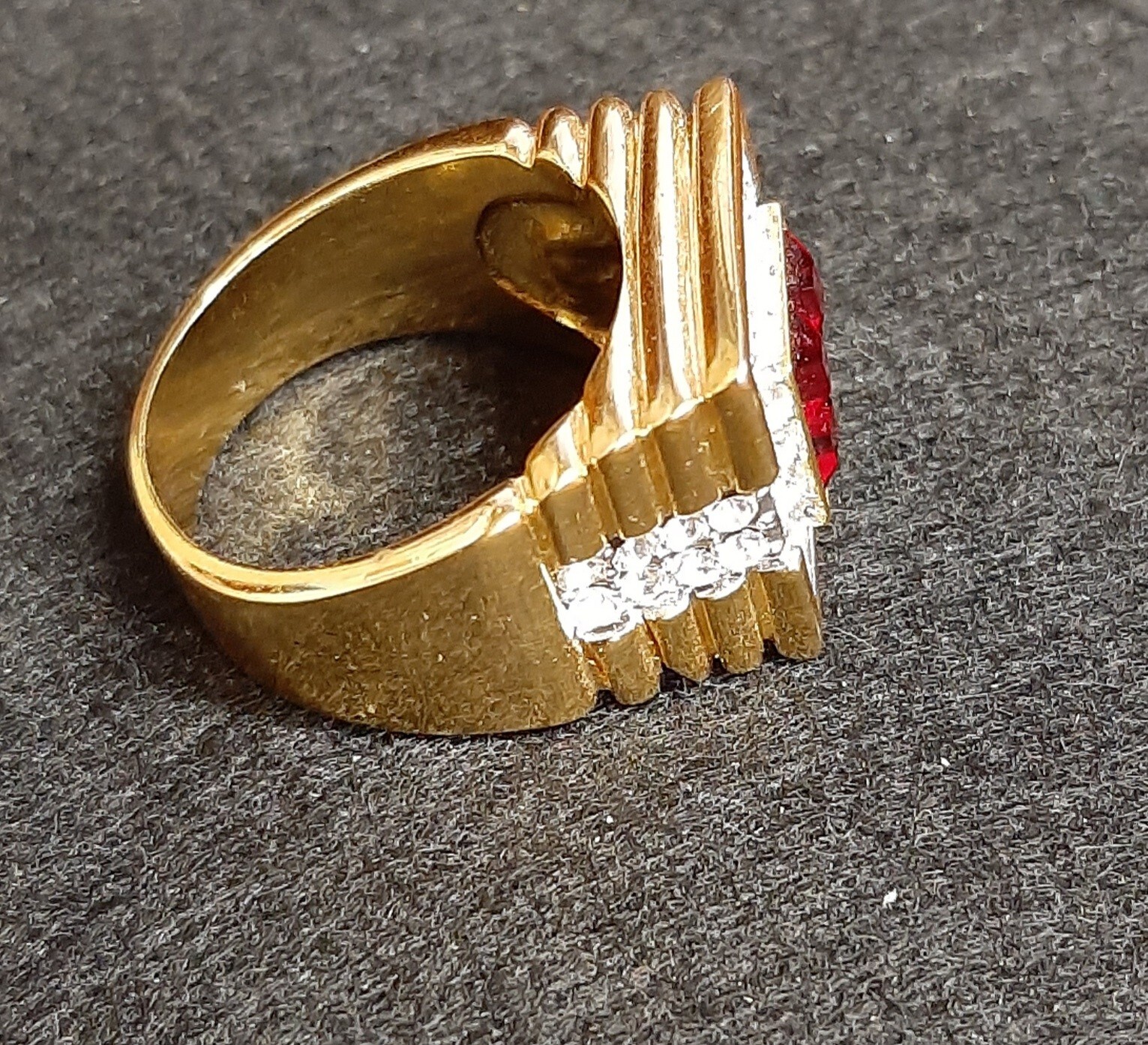 Mens Ruby and Diamond Ring / Costume Jewelry / Faux Gold Ring eBay