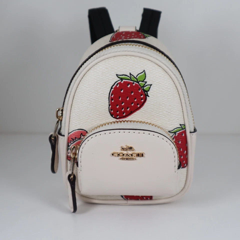Bolso Mochila Coach Mini Court Dije con Estampado de Fresa CAO93 NUEVO CON ETIQUETAS Foto 2 de 4