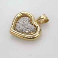 1Ct Round Cut VVS1/D Diamond Cluster Heart Pendant 14K Yellow Gold FN