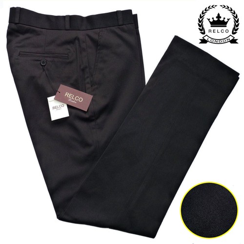 Relco Mens Black Sta Press Trousers NEW 