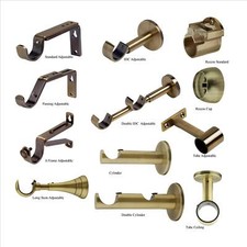 Curtain Pole Bracket, Antique Brass, for 28mm Pole Metal Support | ABC Decor