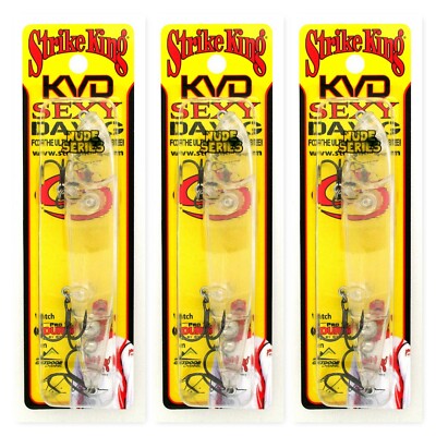 (3) Strike King KVD 4 1/2''  Sexy Dawg Topwater Lure 7/8 Oz Clear HCKVDSD-U New