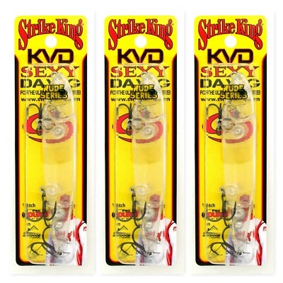 (3) Strike King KVD 4 1/2" Sexy Dawg Topwater Lure 7/8 Oz Clear HCKVDSD-U New