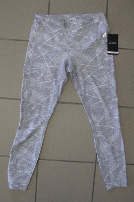 Women's ASICS running tights  Motiondry Winterval sz L/G gray geometric NEW TAG