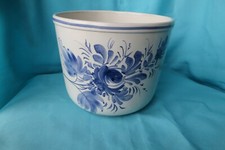 ancien Cache-pot en faïence signé Delft à décor Bleu-blanc