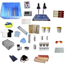 4 Color Silk Screen Printing Equipments&Materials Kit with Exposure DIY T-Shirt