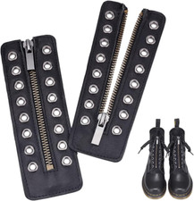 Leather Lace-In Boot Zipper Inserts, 6.2 X 2.1 Inch 8 Metal Eyelets Zipper Boot