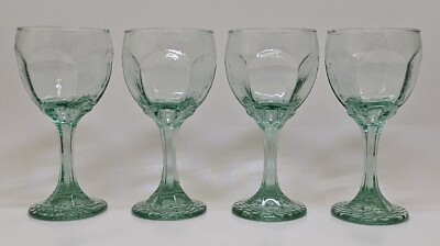 Lot Of 4 Vintage Libbey Chivalry 8oz Textured Green Wine Glasses 