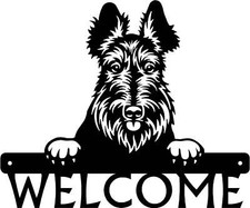 Scottish Terrier Detailed Dog Face Welcome Sign or Custom Name