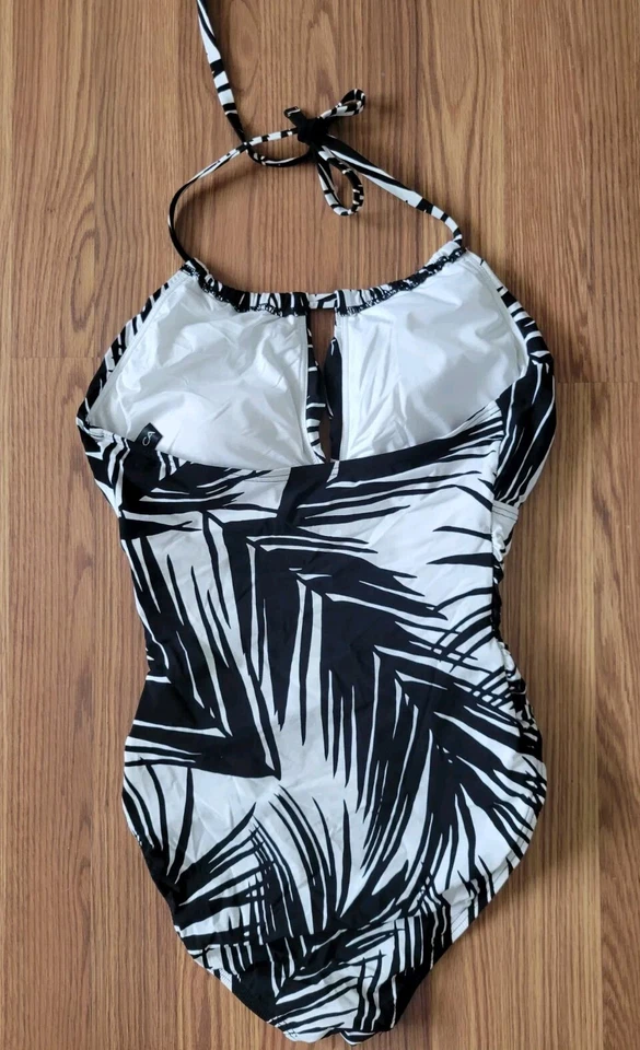 Купальник цельный тропический La Blanca с высоким воротником черный белый с замочной скважиной размер 8 - Изображение 3 из 4