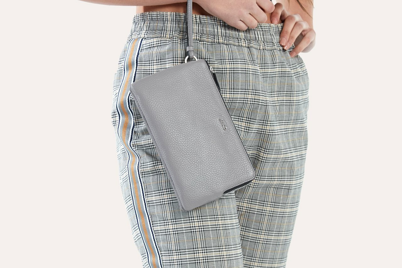 kiko leather wristlet