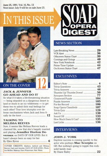 SOAP OPERA DIGEST June 25 1991 Melissa Reeves Matthew Ashford Rick Hearst - Picture 2 of 4