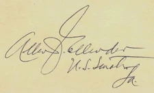“Louisiana Senator” Allen J. Ellender Hand Signed 3X5 Card COA
