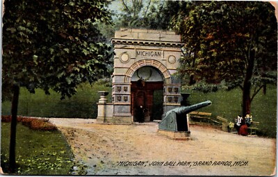Postcard Michigan Grand Rapids Rotograph Gate & Cannon John Ball Park 1910 H29