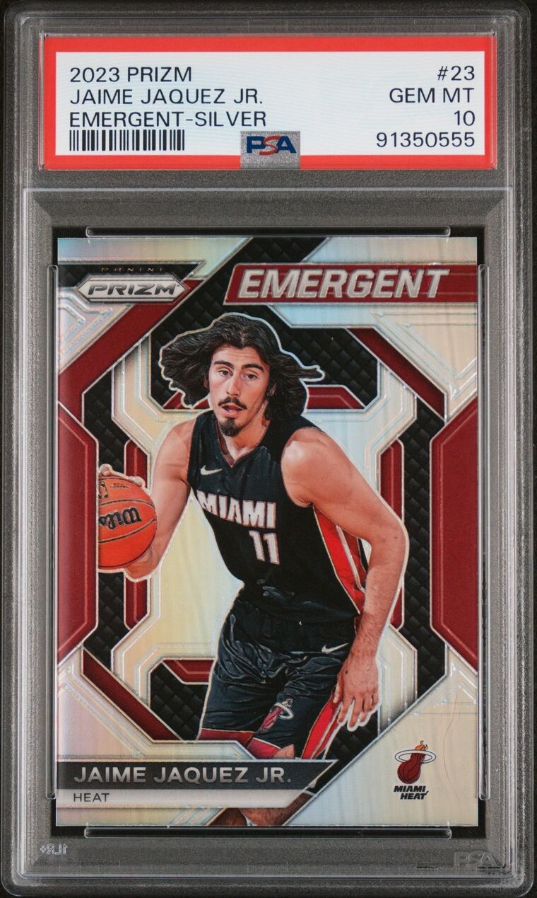 2023-2024 Panini Prizm Jaime Jaquez Jr. Emergent Silver Prizm Rookie #23 PSA 10